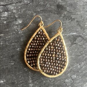 Elegant Gold and Brown Teardrop Earrings